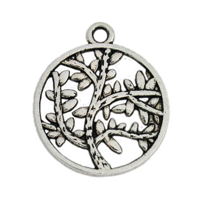 TREE OF LIFE CHARM 24 MM SILVER - 12 PCS