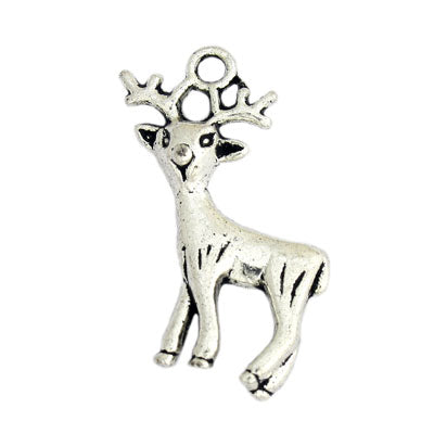 REINDEER CHARM 25 MM SILVER - 10 PCS