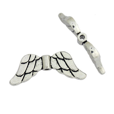 ANGEL WINGS 30 X 12 MM SILVER - 6 PCS