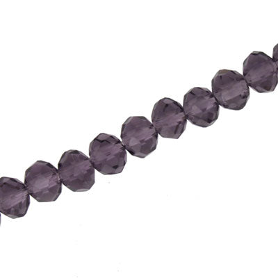 6 X 4 MM CRYSTAL RONDELLE BEADS AMETHYST - APPROX 100 / PCS