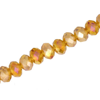 6 X 4 MM CRYSTAL RONDELLE BEADS AMBER AB - APPROX 100 / PCS