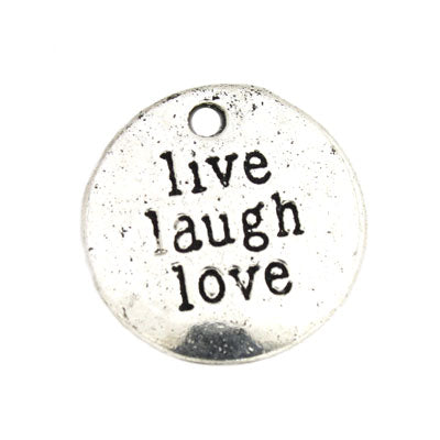 LIVE LAUGH LOVE CHARM 20 MM SILVER - 6 PCS