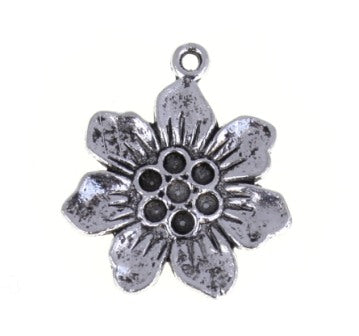 flower charm 25 mm silver - 10 pcs