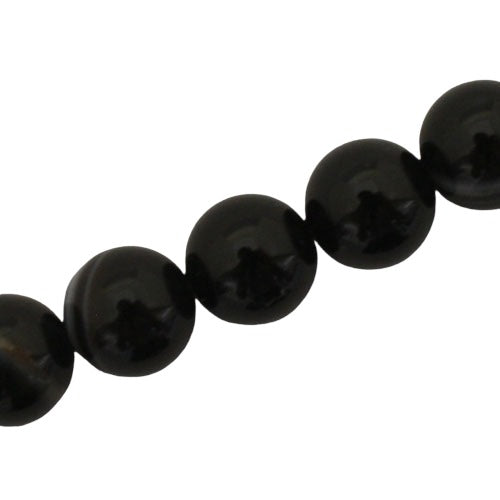 BLACK LINED AGATE 14 MM ROUND BEADS - APPROX 28 PCS