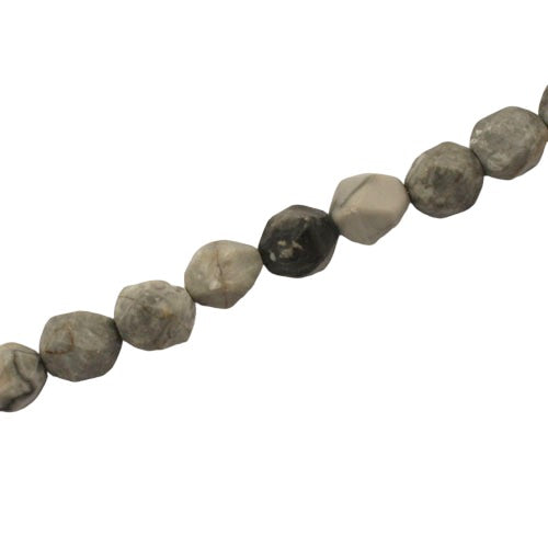 JASPER GREY 8 MM FACETED ROUND BEADS - APPROX 45 PCS