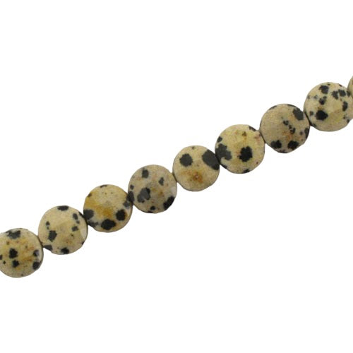 DALMATION JASPER 8 MM FLAT ROUND BEADS - APPROX 45 PCS