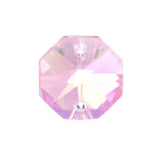 14mm crystal 2 hole octagon pink  8pcs