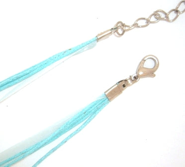 46cm light blue organza & cotton necklace 1pc