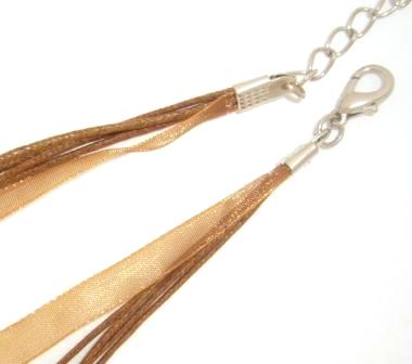 46cm light brown organza & cotton necklace 1pc