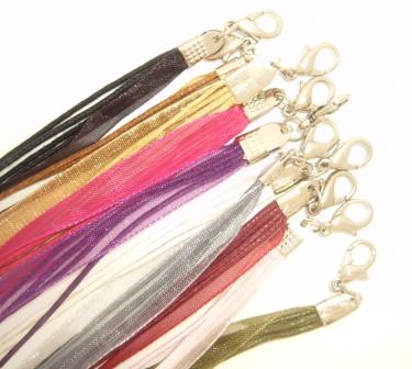 46cm mix colours organza & cotton necklace 10pc