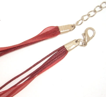 46cm maroon organza & cotton necklace 1pc