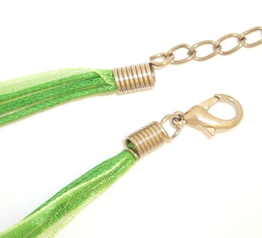 46cm bright green organza & cotton necklace 1pc