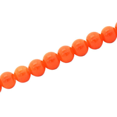 6 MM ROUND GLASS OPAQUE BEADS BRIGHT ORANGE - 135 PCS