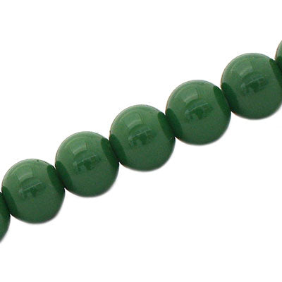 12 MM ROUND GLASS OPAQUE BEADS FERN GREEN - 70 PCS