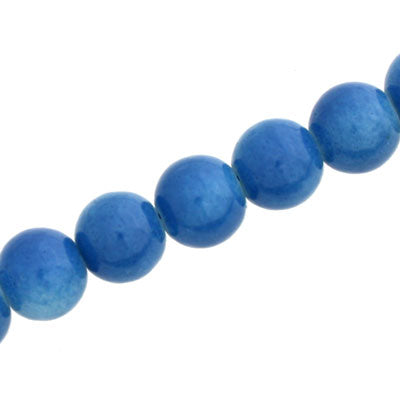 10 MM ROUND GLASS OPAQUE BEADS BLUE - 82 PCS