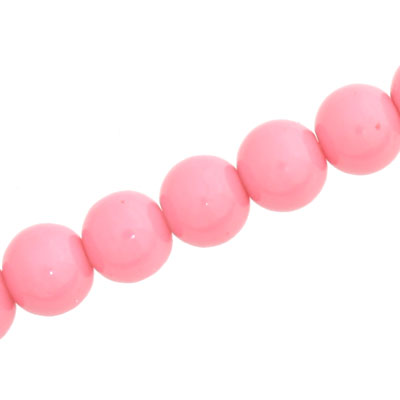 10 MM ROUND GLASS OPAQUE BEADS PINK - 82 PCS