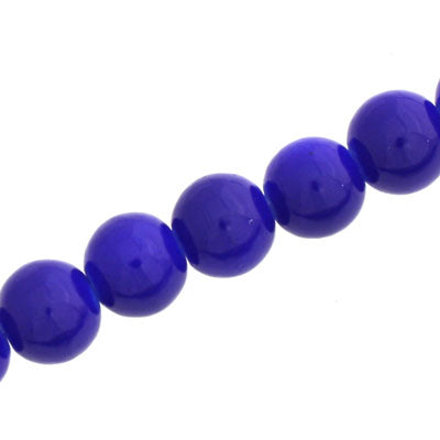 10 MM ROUND GLASS OPAQUE BEADS ROYAL BLUE - 82 PCS