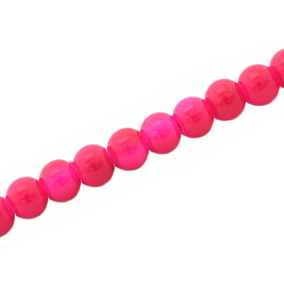 6 MM ROUND GLASS OPAQUE BEADS HOT PINK - 135 PCS