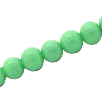 10 MM ROUND GLASS OPAQUE BEADS LIGHT GREEN - 82 PCS