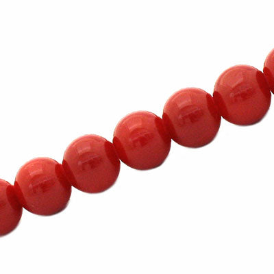 10 MM ROUND GLASS OPAQUE BEADS DARK RED - 82 PCS