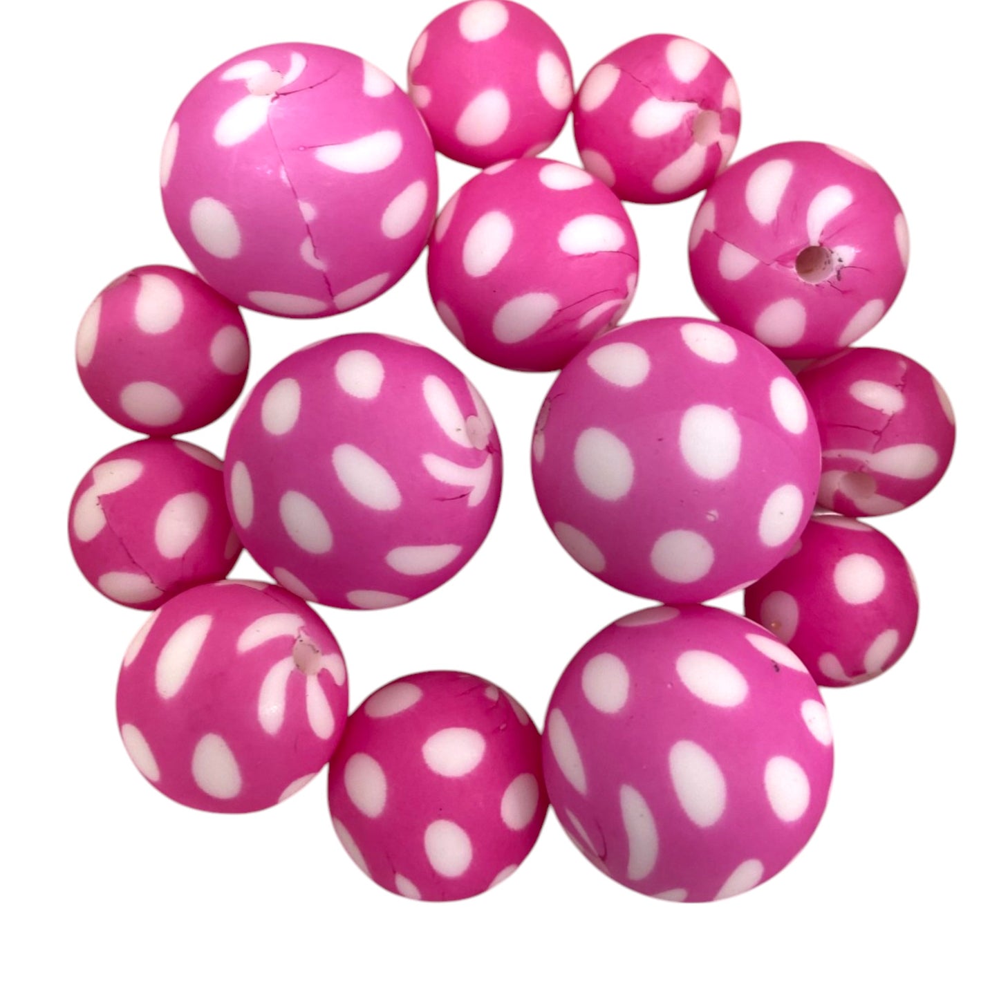 SILICONE BEADS - PINK SPOTTED