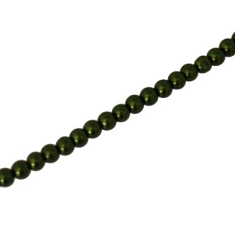 3 MM ROUND GLASS PEARL BEADS - APPROX  215 / PCS - DARK OLIVE