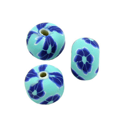 9 X 7 MM POLYMER CLAY BEADS BLUE / AQUA - APPROX 30 PCS