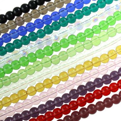 4 MM ROUND GLASS BEAD STRAND / 37 COLOURS - 82 PCS EACH STRAND