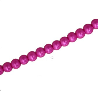6 MM GLASS PEARL BEADS  - APPROX  145 / PCS -  HOT PINK