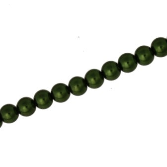 8 MM GLASS PEARL BEADS - APPROX 105 / PCS - COMBAT GREEN