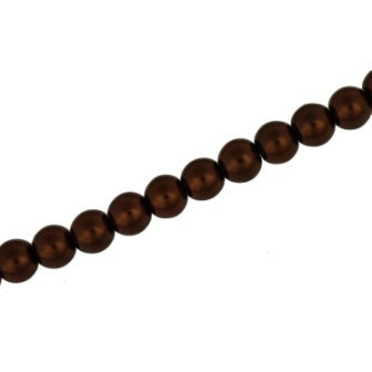 8 MM GLASS PEARL BEADS - APPROX 105 / PCS - CHOCOLATE