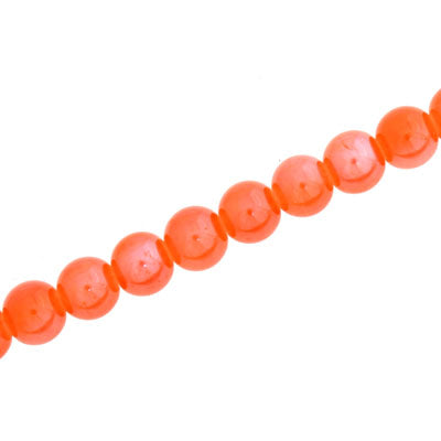 6 MM ROUND GLASS PEARLIZED BEADS ORANGE - 145 PCS