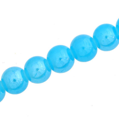 10 MM ROUND GLASS PEARLIZED BEADS AQUA - 82 PCS