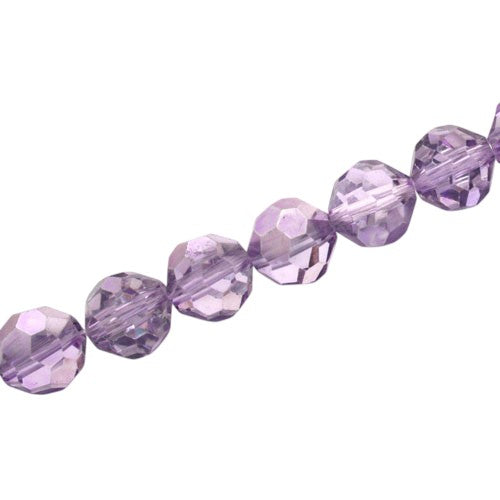 10 MM FACETED ROUND BEADS APPROX 72/PCS - CRYSTAL METALLIC PURPLE