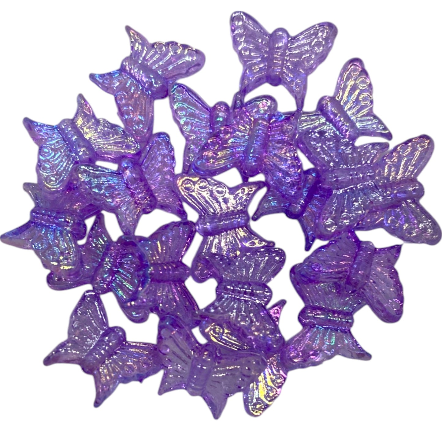 15 X 12 MM PURPLE GLISTENING BUTTERFLY BEADS - 20 PCS