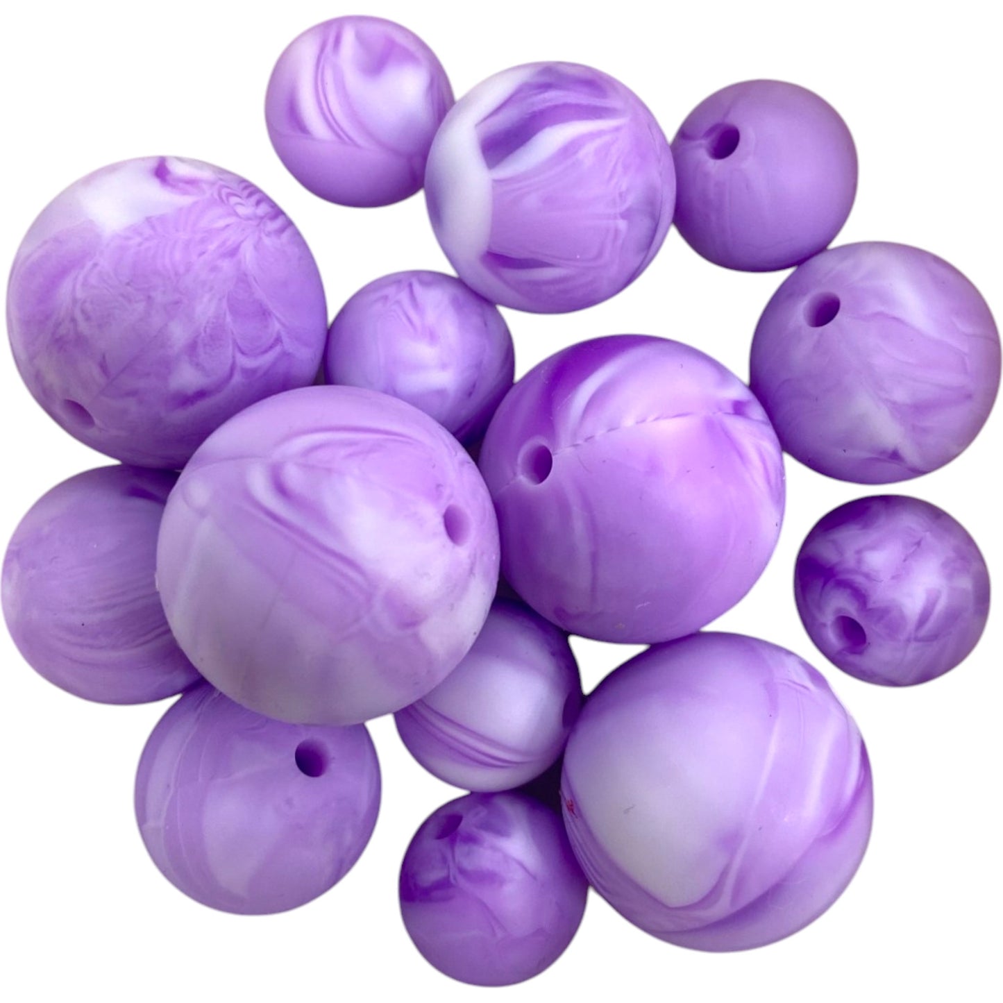SILICONE BEADS - PURPLE SWIRLS