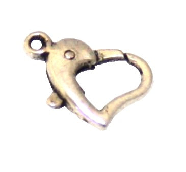 10mm silver heart clasp pack of 5