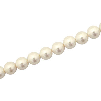 8 MM ROUND WHITE SHELL BEADS - 52 PCS