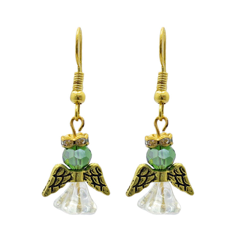 SMALL ANGEL EARRINGS KIT GREEN / GOLD