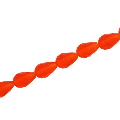 12 X 8 MM CRYSTAL TEARDROP BEADS ORANGE - APPROX 60 PCS
