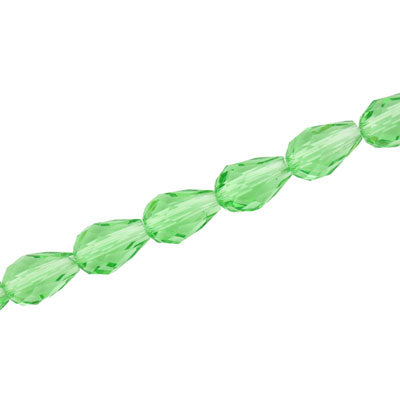 12 X 8 MM CRYSTAL TEARDROP BEADS LIGHT GREEN - APPROX 60 PCS