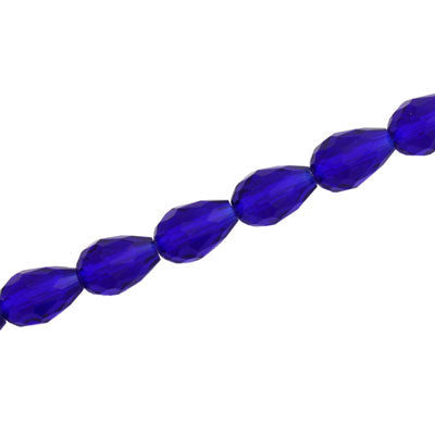 12 X 8 MM CRYSTAL TEARDROP BEADS ROYAL BLUE - APPROX 60 PCS