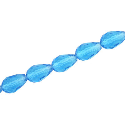 15 x 10 MM CRYSTAL TEARDROP BEADS AQUA - APPROX 50 PCS