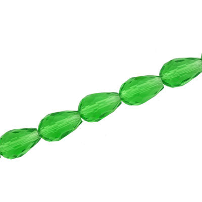 15 x 10 MM CRYSTAL TEARDROP BEADS GREEN - APPROX 50 PCS