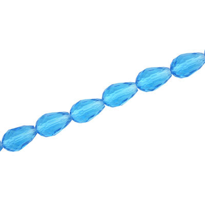 8 X 6 MM CRYSTAL TEARDROP BEADS AQUA - APPROX 72 PCS