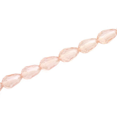 8 X 6 MM CRYSTAL TEARDROP BEADS PINK CHAMPAGNE - APPROX 72 PCS