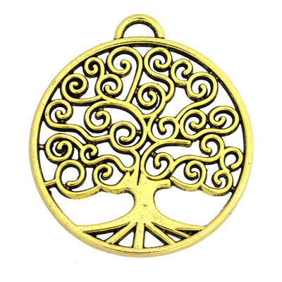 TREE OF LIFE CHARM 48 MM GOLD - 2 PCS
