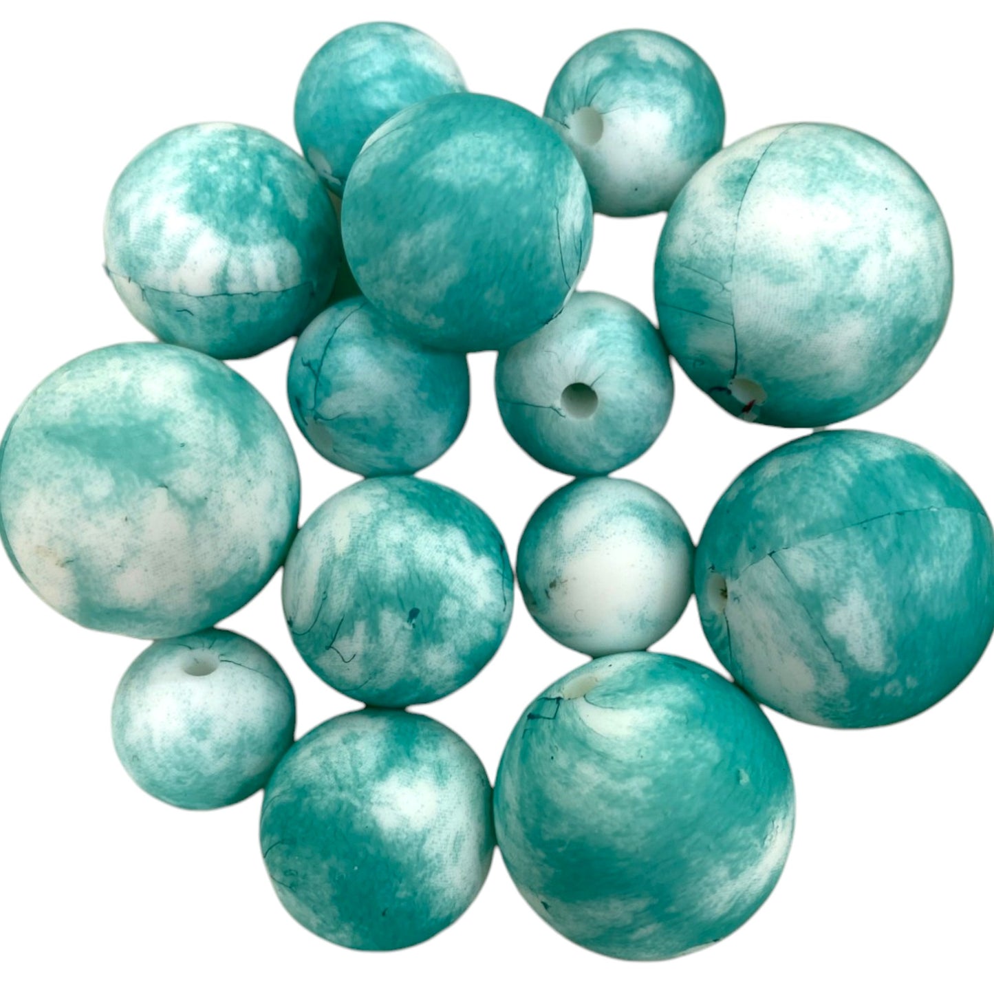 SILICONE BEADS - TURQOISE CLOUDS