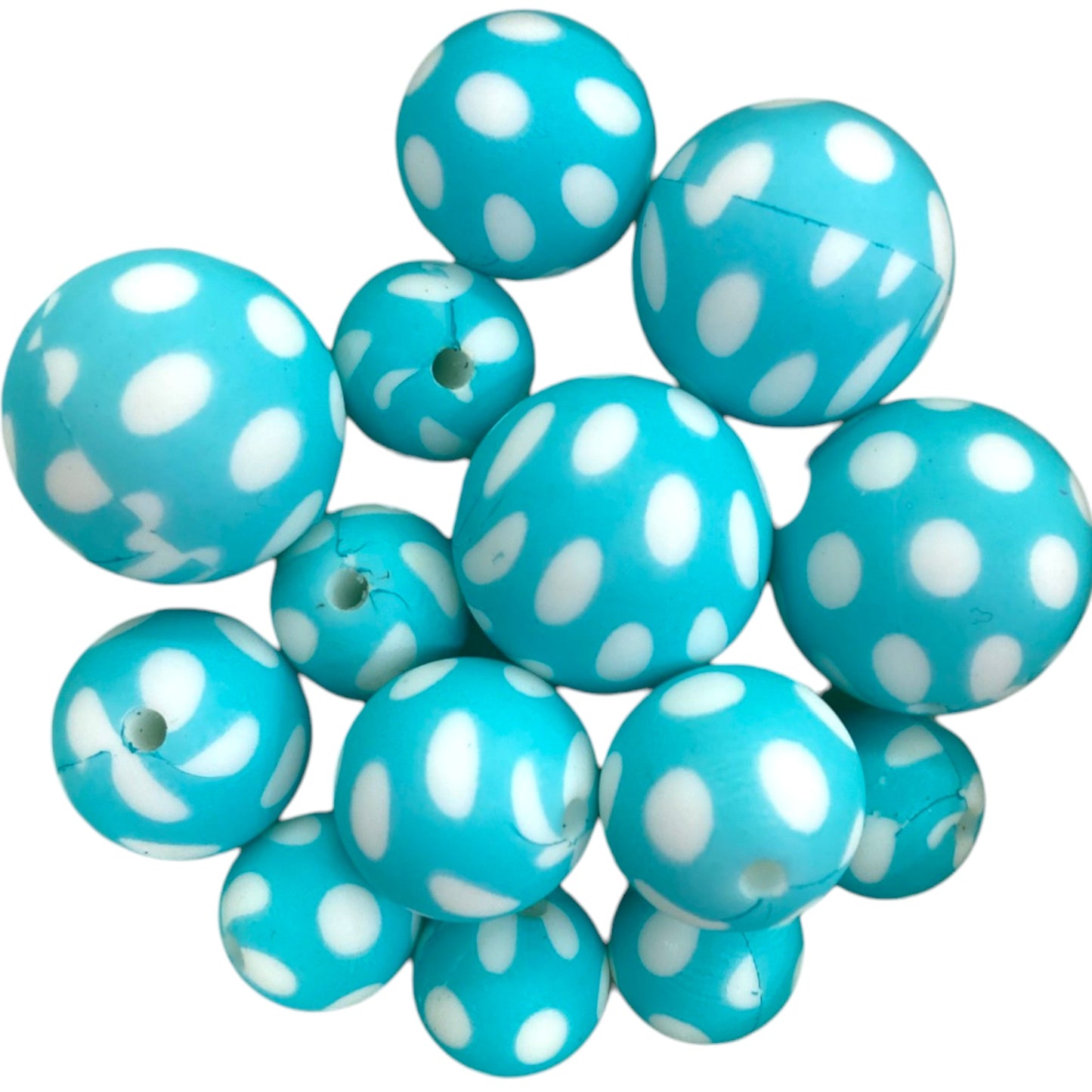 SILICONE BEADS - TURQOISE SPOTTED