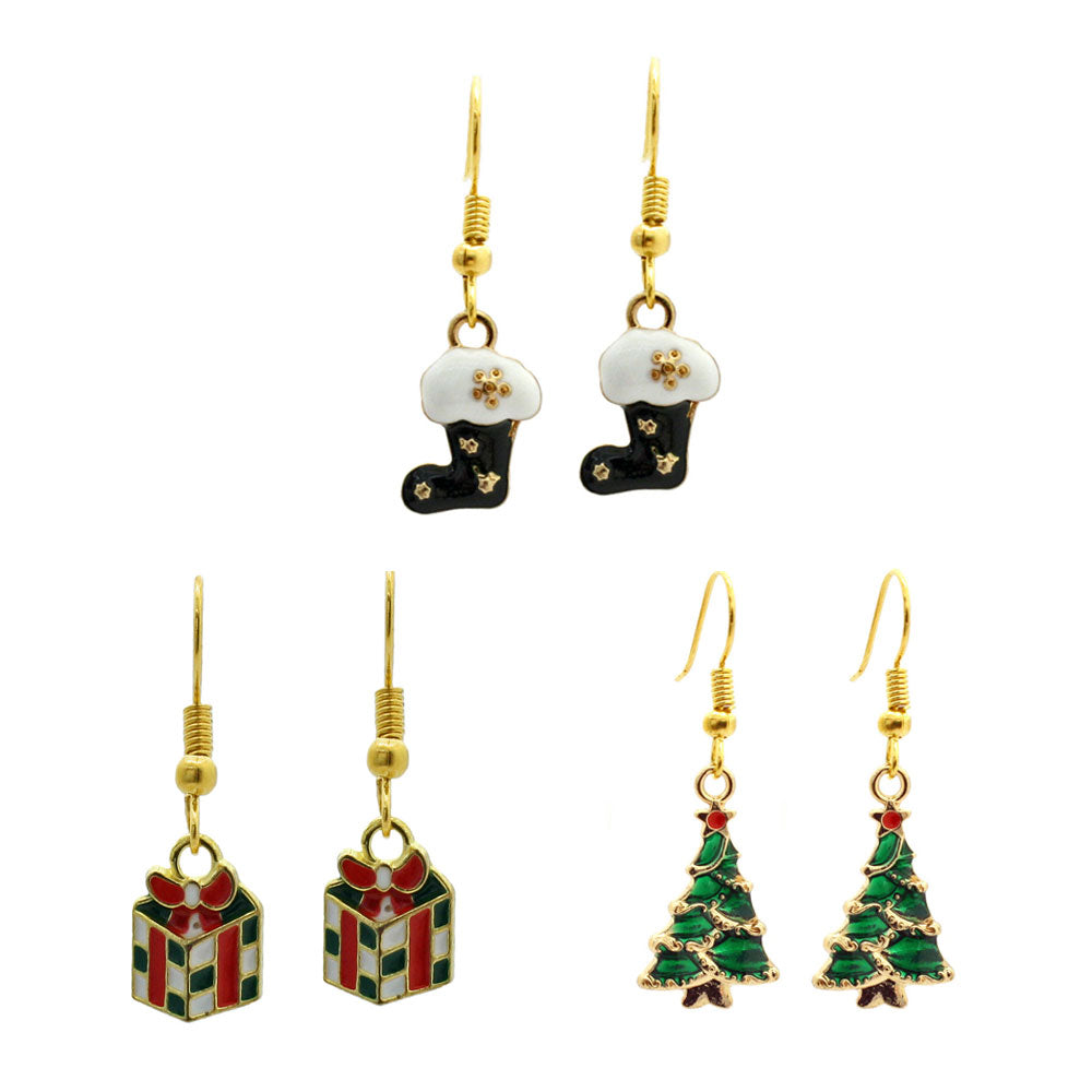 CHRISTMAS ENAMEL EARRINGS KIT - 3 PAIRS